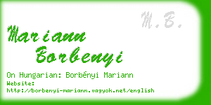 mariann borbenyi business card
